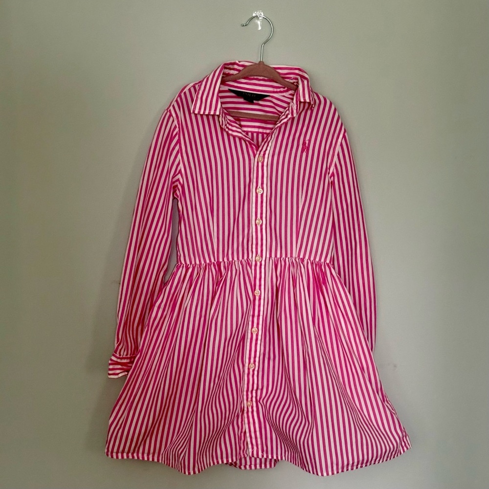 Polo by Ralph Lauren Pink and White Striped Dress
